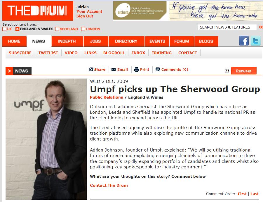 The Drum: Sherwood Group appointment 2 Dec 2009