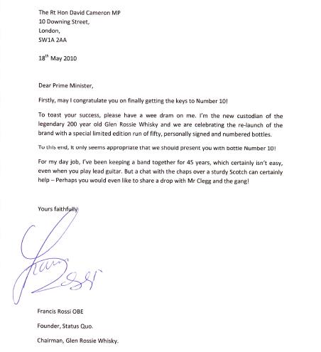 Francis Rossi letter Francis Rossi letter
