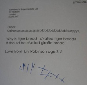 Giraffe Bread letter Giraffe Bread letter